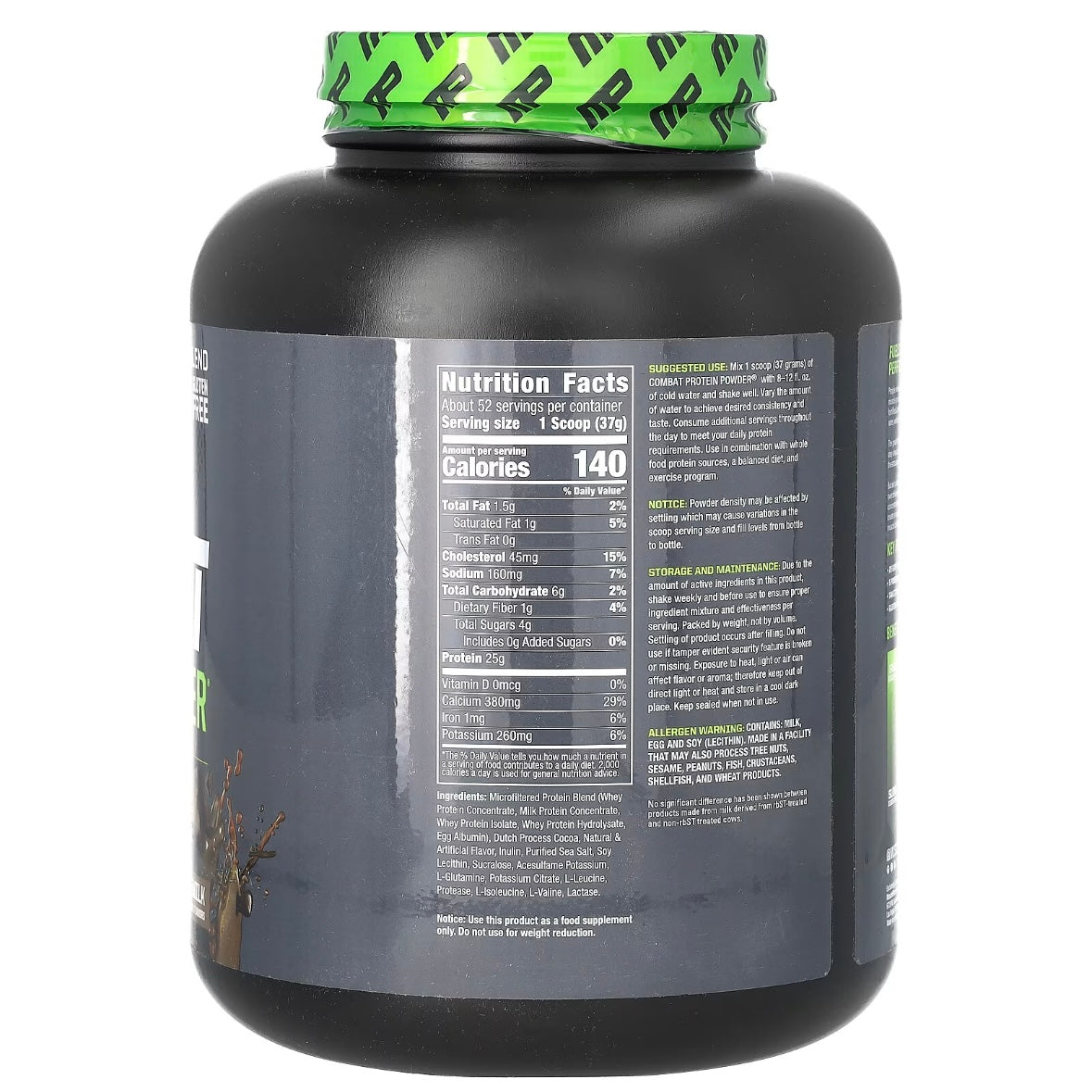 MusclePharm, Combat Protein Powder, Chocolate Milk, 4.2 lb (1.9 kg) EXP Apr 2027 - NutriFirst Pte Ltd
