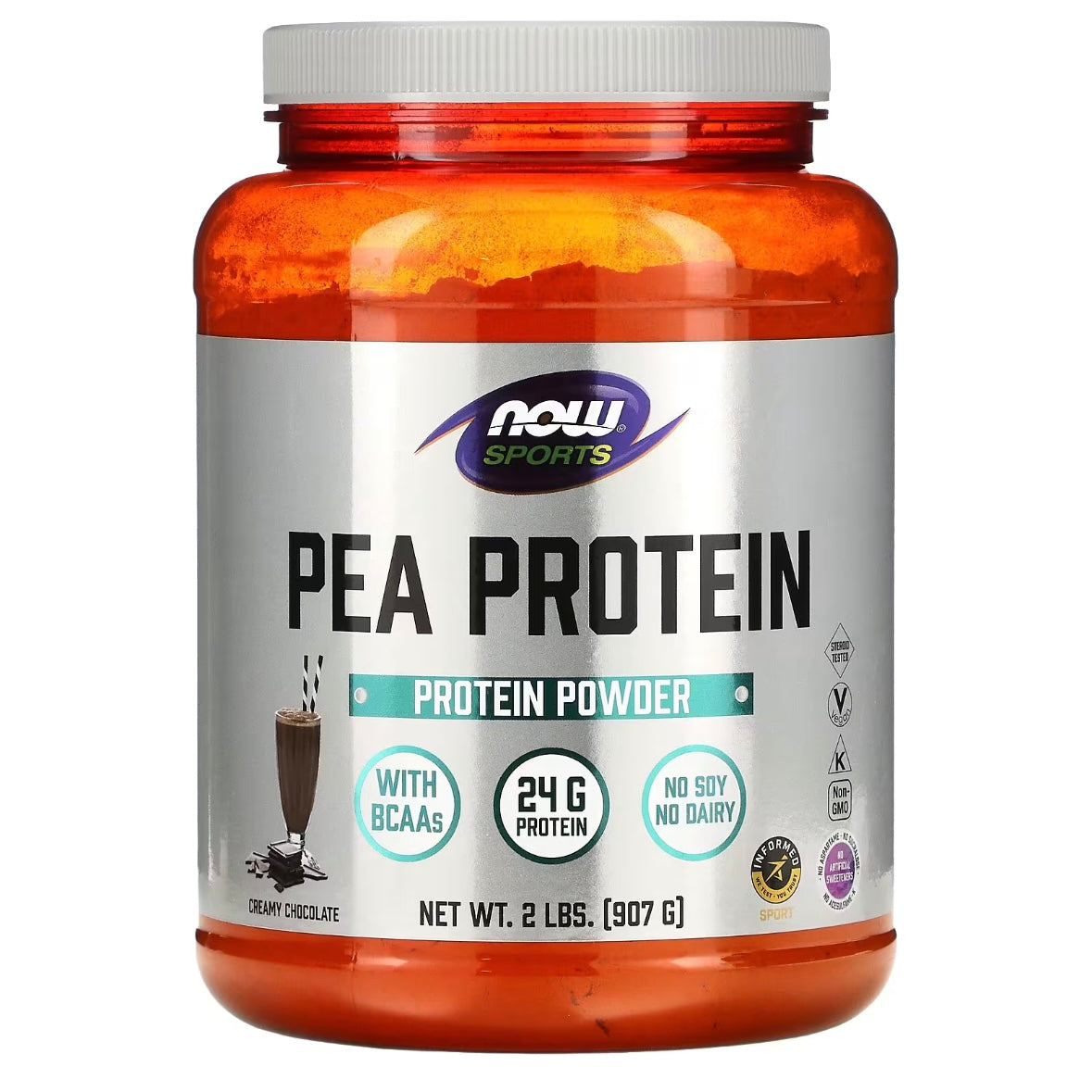 NOW Foods Sports Pea Protein Pure Creamy Chocolate 2 lbs (907 g) EXP June 2026 - NutriFirst Pte Ltd