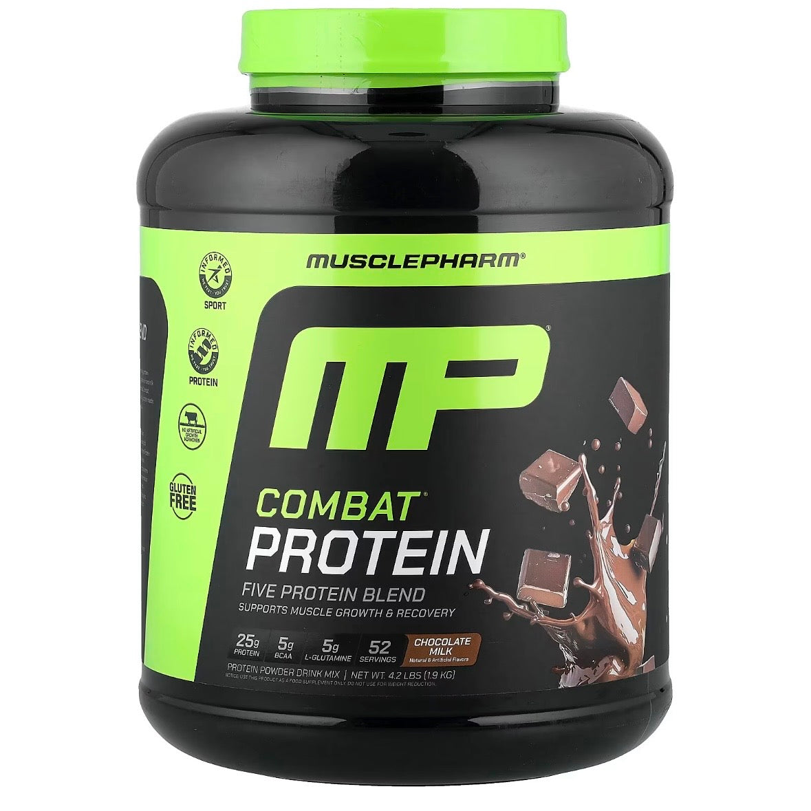 MusclePharm, Combat Protein Powder, Chocolate Milk, 4.2 lb (1.9 kg) EXP June 2028 - NutriFirst Pte Ltd