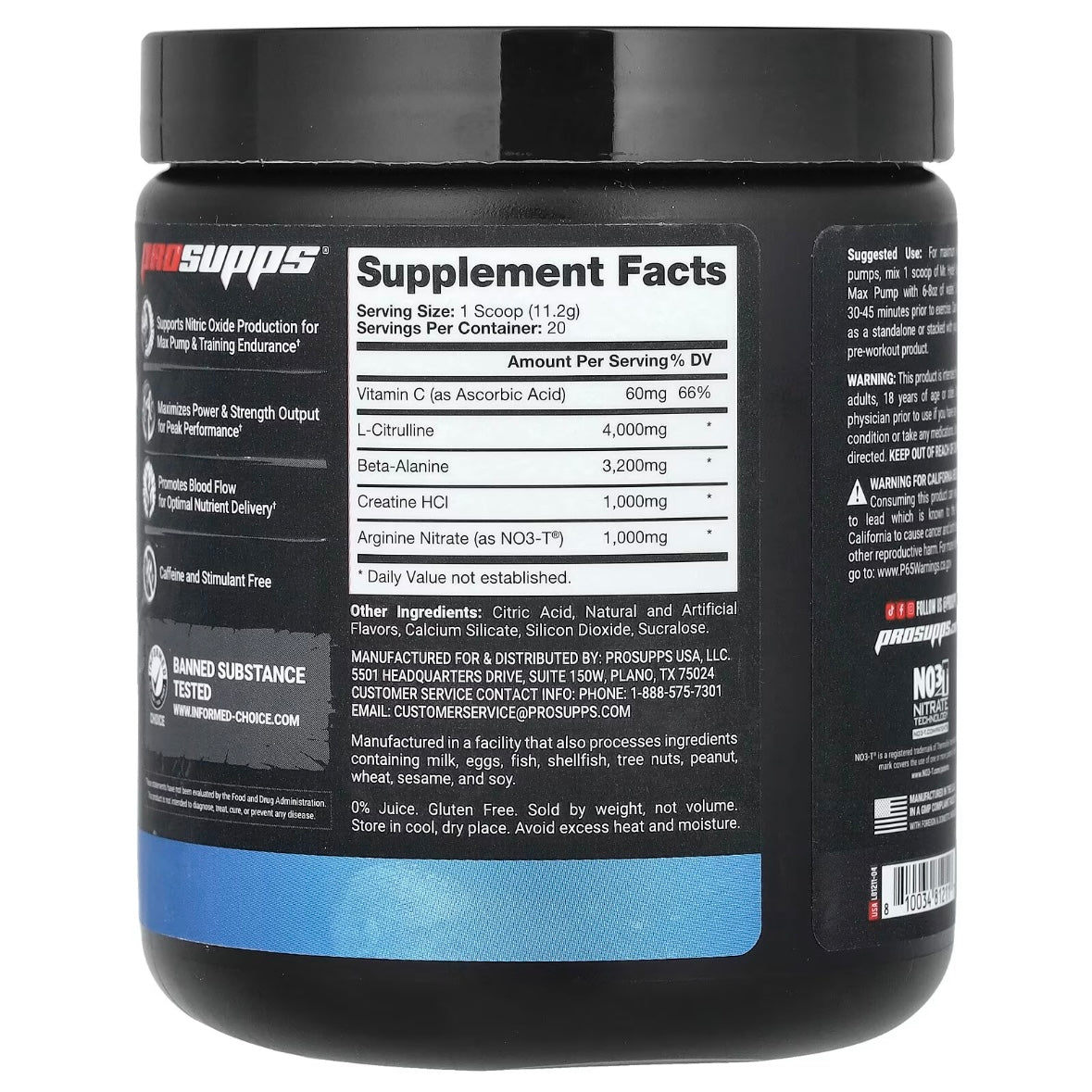 ProSupps Mr. Hyde Signature Max Pump Pre-Workout Caffeine-Free Blue Razz 7.9 oz (224 g) EXP July 2025 - NutriFirst Pte Ltd