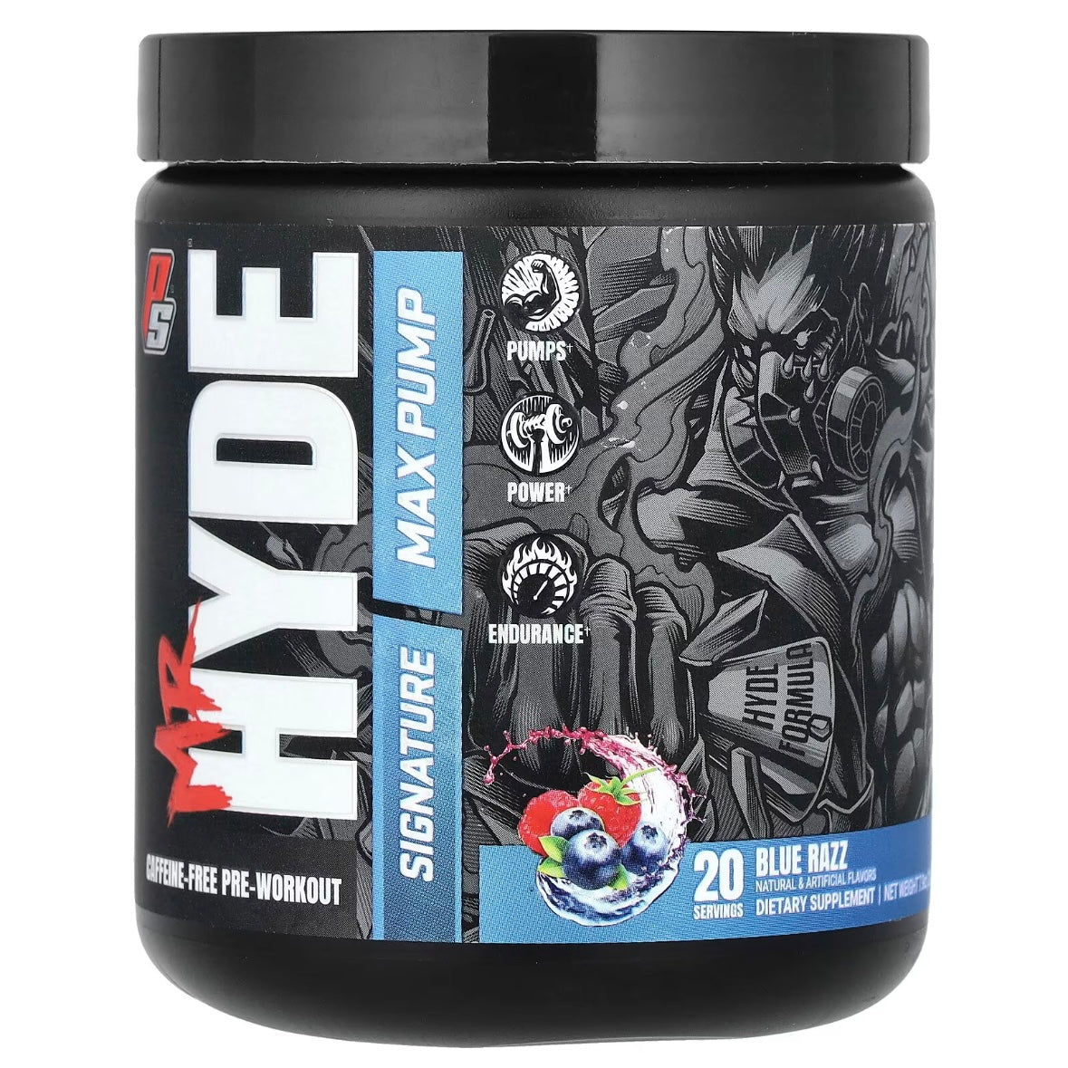 ProSupps Mr. Hyde Signature Max Pump Pre-Workout Caffeine-Free Blue Razz 7.9 oz (224 g) EXP July 2025 - NutriFirst Pte Ltd
