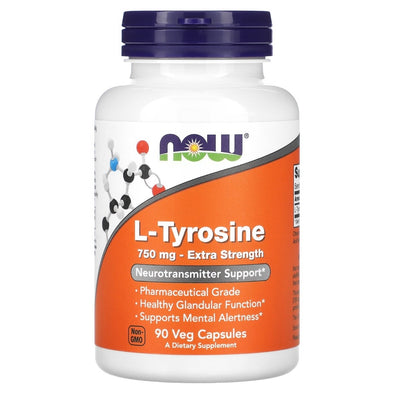 NOW Foods L-Tyrosine Extra Strength 750 mg 90 Veg Capsules - NutriFirst Pte Ltd