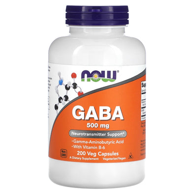 NOW Foods GABA with Vitamin B-6 500 mg 200 Veg Capsules Exp Feb 2028 - NutriFirst Pte Ltd