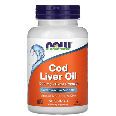 NOW Foods Cod Liver Oil Extra Strength 1,000 mg 90 Softgels Exp May 2025 - NutriFirst Pte Ltd
