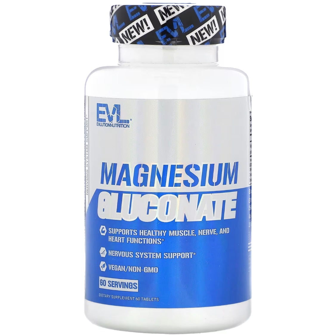 EVLution Nutrition Magnesium Gluconate 60 Tablets (26.5 mg per Tablet) EXP Nov 2026 - NutriFirst Pte Ltd