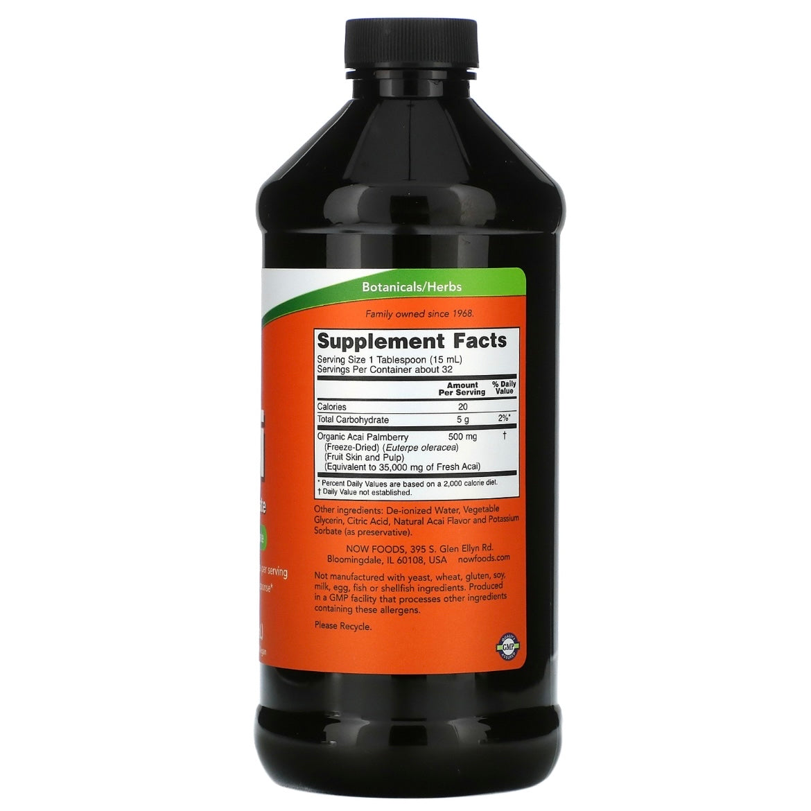 NOW Foods Acai Liquid Concentrate 16 fl oz (473 ml) Exp May 2025 - NutriFirst Pte Ltd
