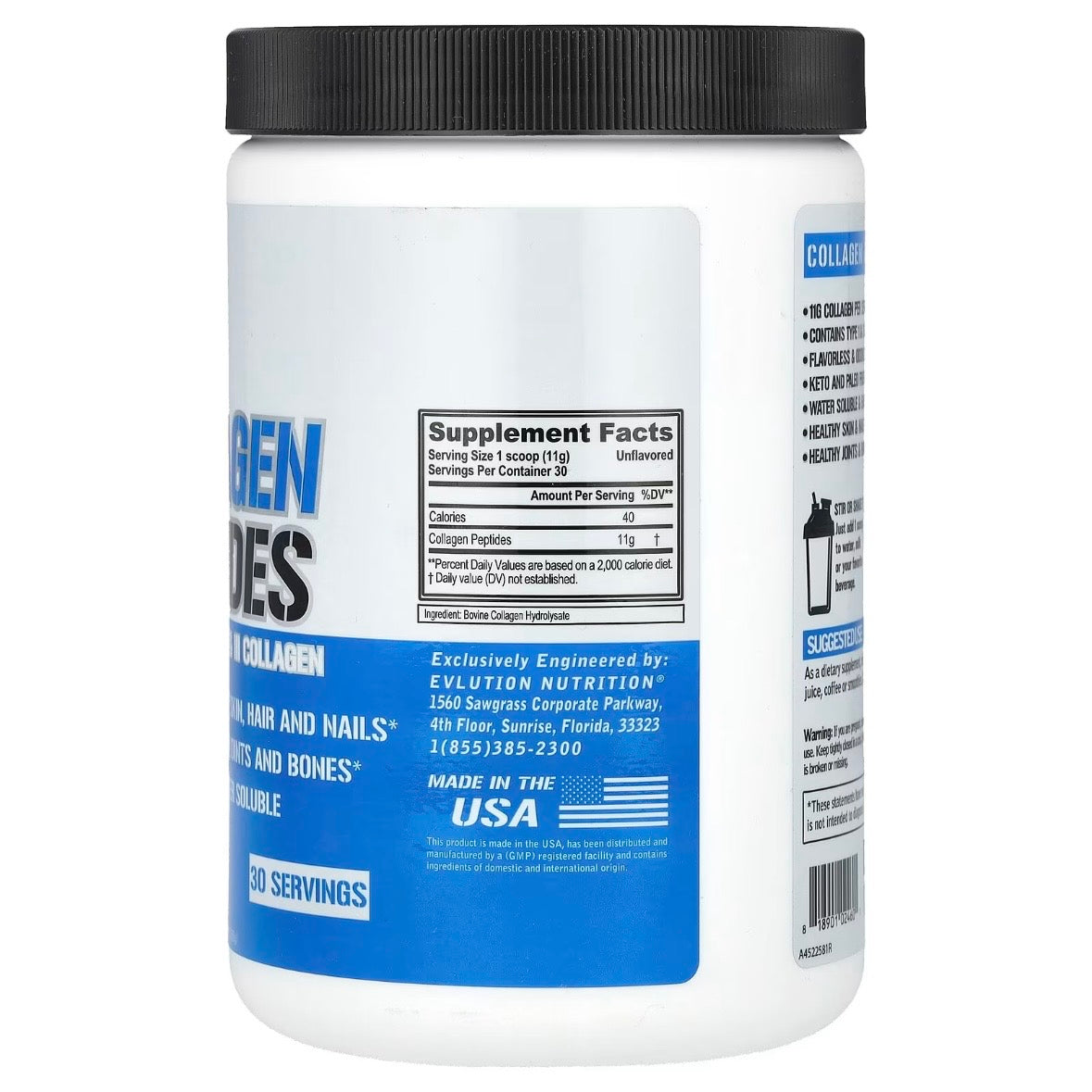 EVLution Nutrition Collagen Peptides Unflavored 11.64 oz (330 g) EXP Feb 2027 - NutriFirst Pte Ltd