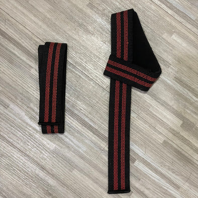 NutriFirst Padded Lifting Straps Black with Red Stripes - NutriFirst Pte Ltd