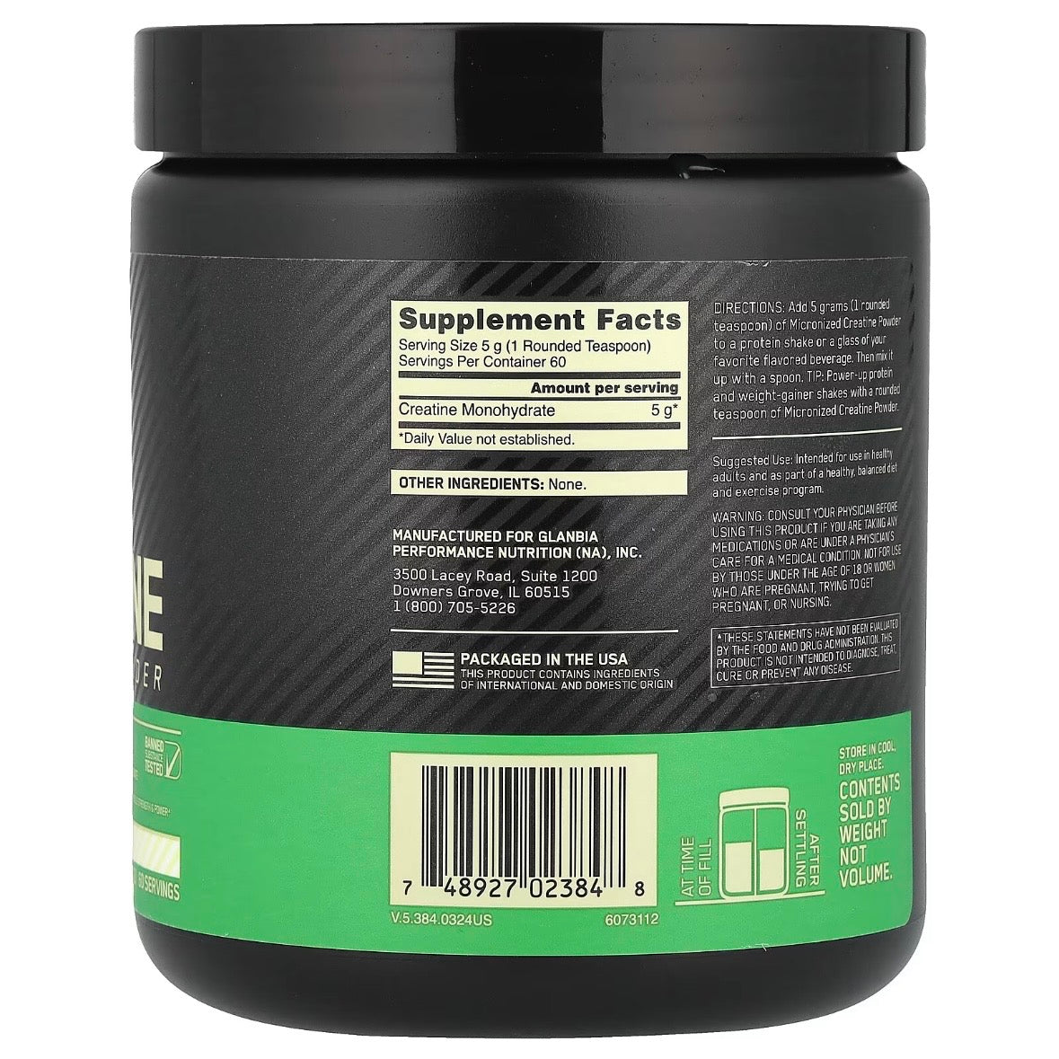 Optimum Nutrition Creatine Powder (300g) Unflavored EXP 10 Sep 2027