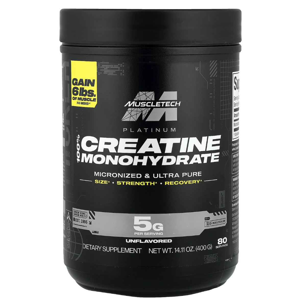 MuscleTech Platinum 100% Creatine (400g) Unflavored Exp 20 Feb 2028