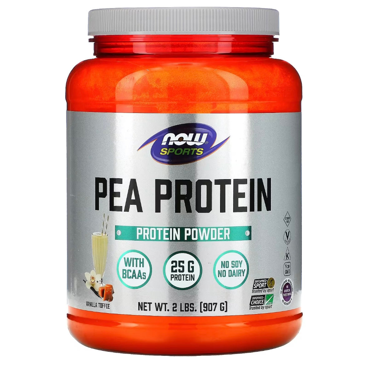 NOW Foods Sports Pea Protein Pure Vanilla Toffee 2 lbs (907 g) EXP June 2026 - NutriFirst Pte Ltd