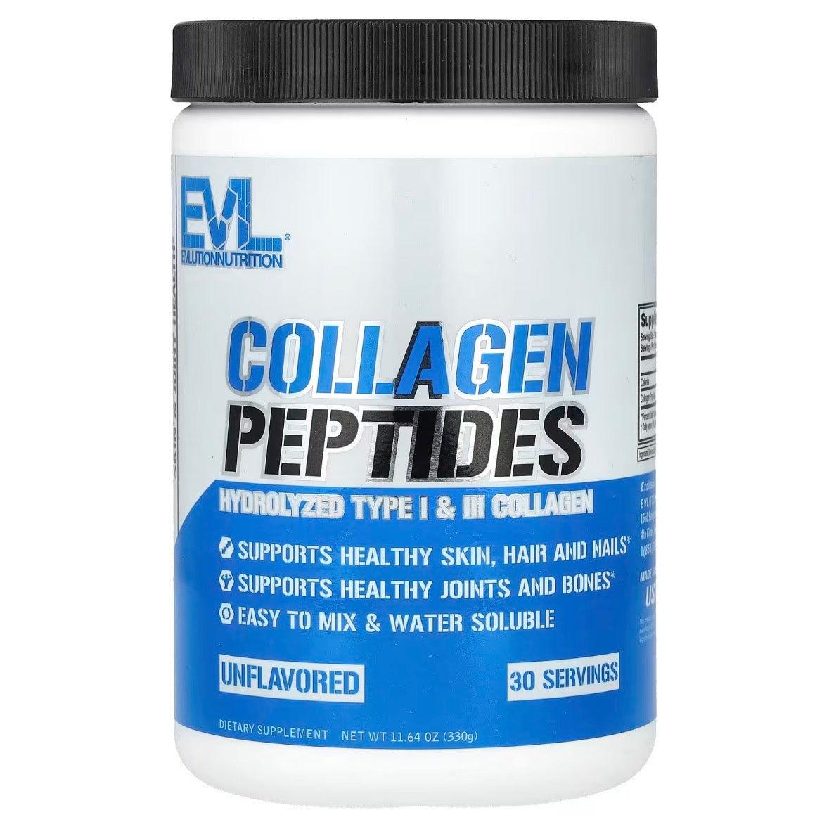 EVLution Nutrition Collagen Peptides Unflavored 11.64 oz (330 g) EXP Feb 2027 - NutriFirst Pte Ltd