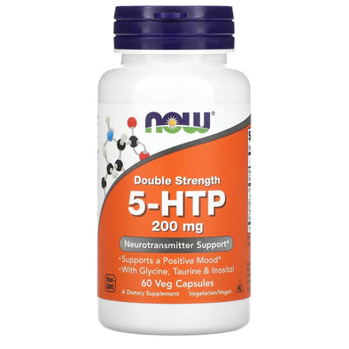 NOW Foods 5-HTP Double Strength 200 mg 60 Veg Capsules Exp June 2028 - NutriFirst Pte Ltd