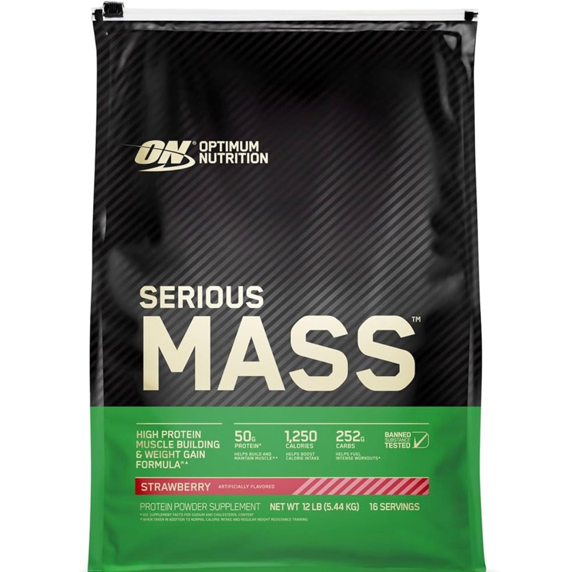 Optimum Nutrition Serious Mass (12 Lbs) Strawberry EXP 29 May 2026 - NutriFirst Pte Ltd
