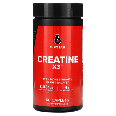 SIXSTAR, Creatine X3, 60 Caplets EXP 17 Oct 2025 - NutriFirst Pte Ltd