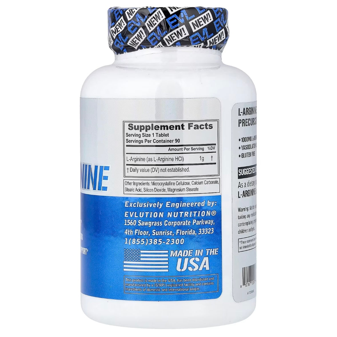 EVLution Nutrition L-Arginine 1 g 90 Tablets EXP Sep 2027 - NutriFirst Pte Ltd