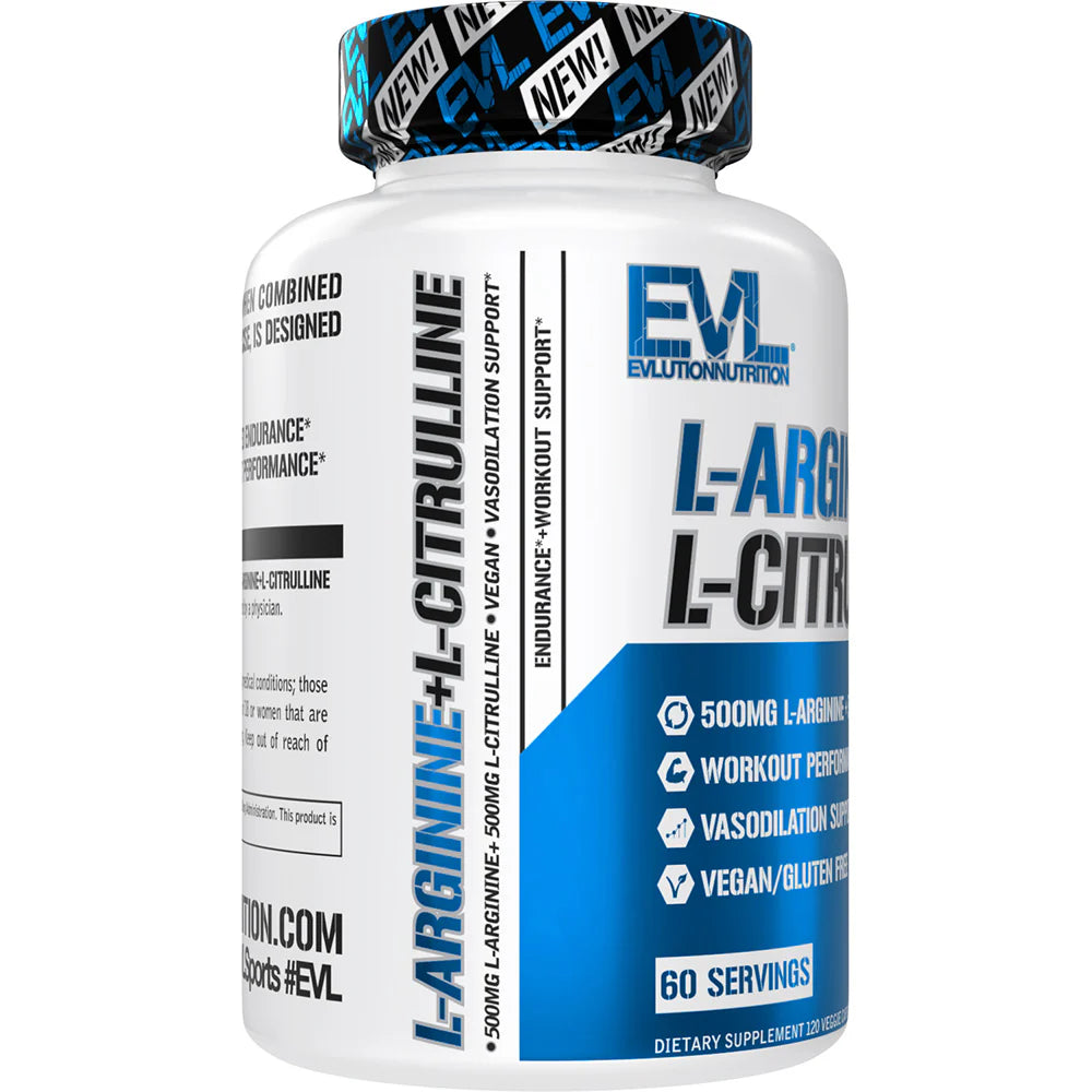 EVLution Nutrition L-Arginine + L-Citrulline 120 Veggie Capsules EXP Nov 2026 - NutriFirst Pte Ltd