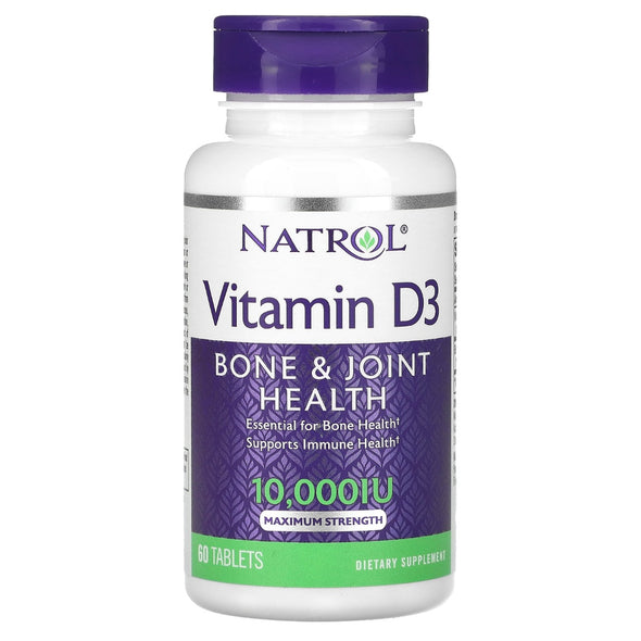 Natrol Vitamin D3 Bone & Joint Health Maximum Strength 10,000 IU 60 Tablets EXP Feb 2024 - NutriFirst Pte Ltd