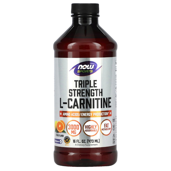 NOW Foods, Sports, Liquid L-Carnitine, Citrus, 1,000 mg, 16 fl oz (473 ml) Exp Oct 2024 - NutriFirst Pte Ltd