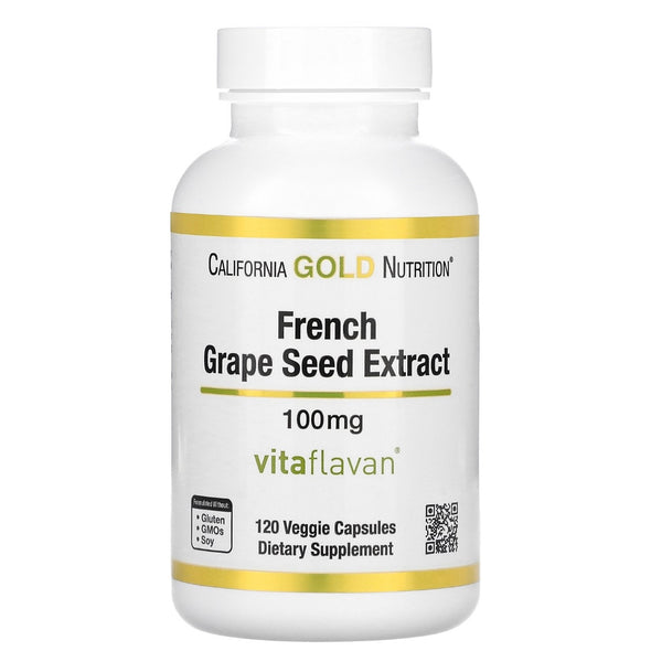 California Gold Nutrition French Grape Seed Extract Vitaflavan 100 mg 120 Veggie Capsules Exp Jul 2025 - NutriFirst Pte Ltd