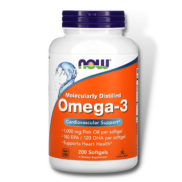 NOW Omega-3 1000mg Fish Oil Concentrate (200 Softgels) - NutriFirst Pte Ltd