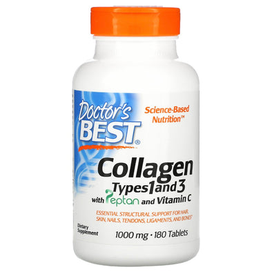 Doctor's Best, Collagen Types 1 and 3 with Peptan and Vitamin C 1,000 mg 180 Tablets EXP April 2025 - NutriFirst Pte Ltd