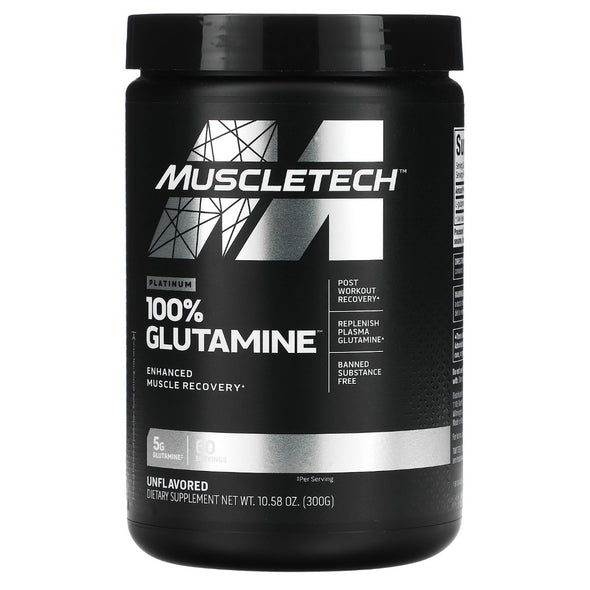 Muscletech PLATINUM 100% GLUTAMINE Unflavored 300g Exp Feb 2025 - NutriFirst Pte Ltd