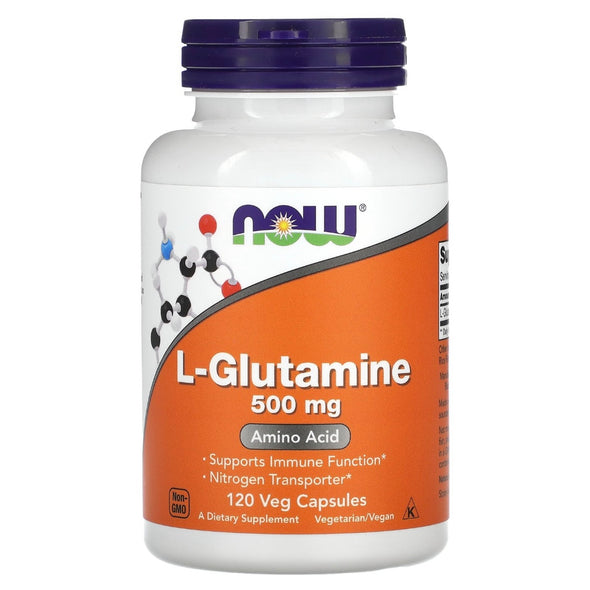 NOW Foods L-Glutamine 500 mg 120 Veg Capsules Exp 11/26 - NutriFirst Pte Ltd