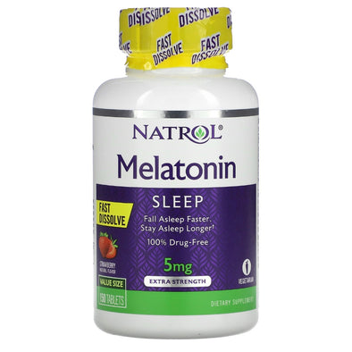 Natrol, Melatonin, Fast Dissolve, Extra Strength, Strawberry, 5 mg, 150 Tablets EXP May 2024 - NutriFirst Pte Ltd