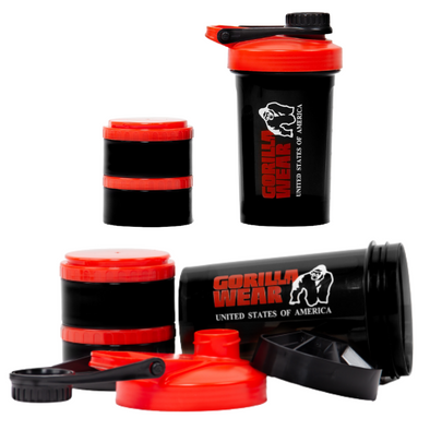 Gorilla Wear Shaker 2 GO (500ml) + (2x130ml containers) - NutriFirst Pte Ltd